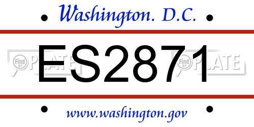 ES2871 District Of Columbia License Plate