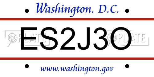 ES2J3O District Of Columbia License Plate