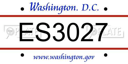 ES3027 District Of Columbia License Plate