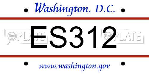ES312 District Of Columbia License Plate