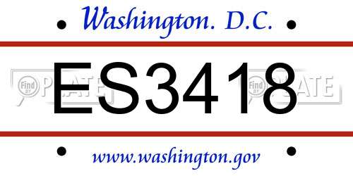 ES3418 District Of Columbia License Plate