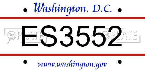 ES3552 District Of Columbia License Plate