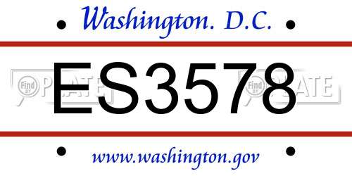 ES3578 District Of Columbia License Plate