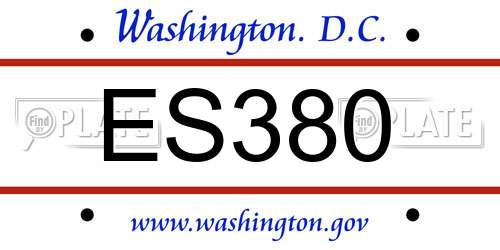 ES380 District Of Columbia License Plate