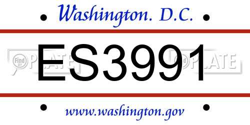 ES3991 District Of Columbia License Plate