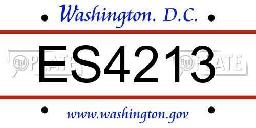 ES4213 District Of Columbia License Plate