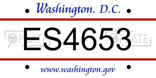 ES4653 District Of Columbia License Plate