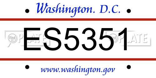 ES5351 District Of Columbia License Plate