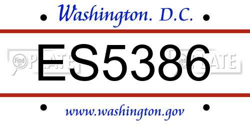 ES5386 District Of Columbia License Plate