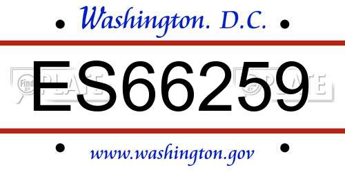 ES66259 District Of Columbia License Plate