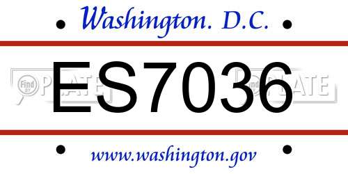 ES7036 District Of Columbia License Plate
