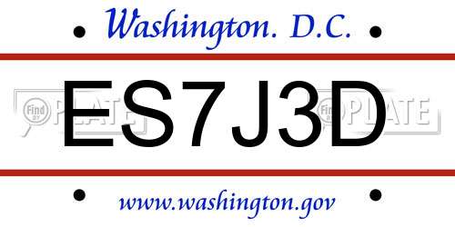 ES7J3D District Of Columbia License Plate