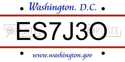 ES7J3O District Of Columbia License Plate
