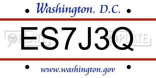ES7J3Q District Of Columbia License Plate