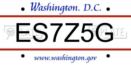 ES7Z5G District Of Columbia License Plate