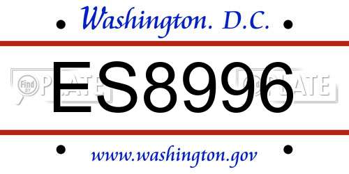 ES8996 District Of Columbia License Plate