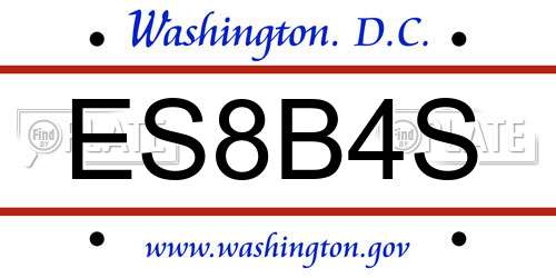 ES8B4S District Of Columbia License Plate