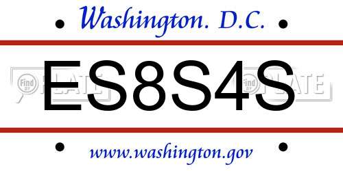ES8S4S District Of Columbia License Plate