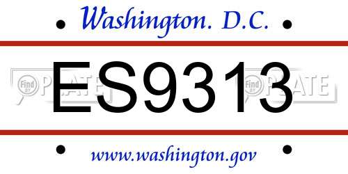 ES9313 District Of Columbia License Plate
