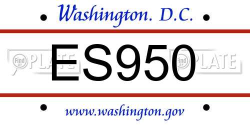 ES950 District Of Columbia License Plate