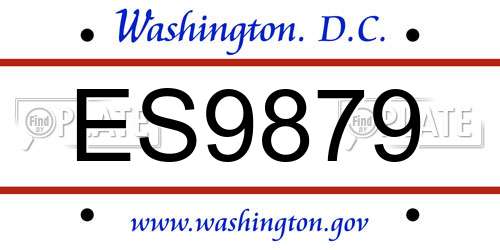 ES9879 District Of Columbia License Plate