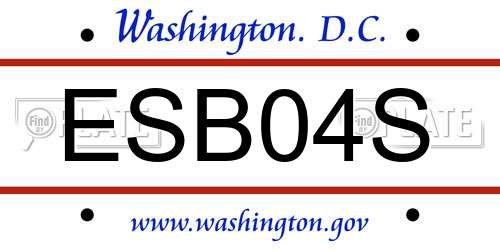 ESB04S District Of Columbia License Plate