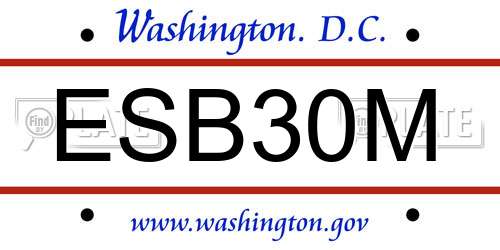 ESB30M District Of Columbia License Plate