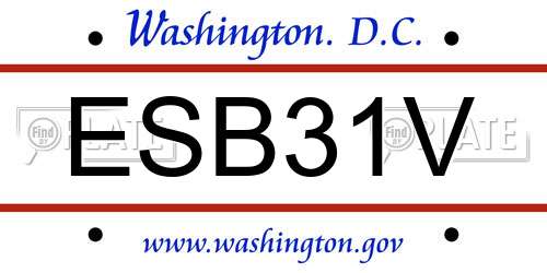 ESB31V District Of Columbia License Plate