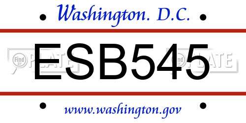 ESB545 District Of Columbia License Plate