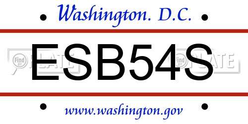 ESB54S District Of Columbia License Plate
