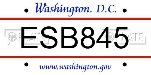 ESB845 District Of Columbia License Plate
