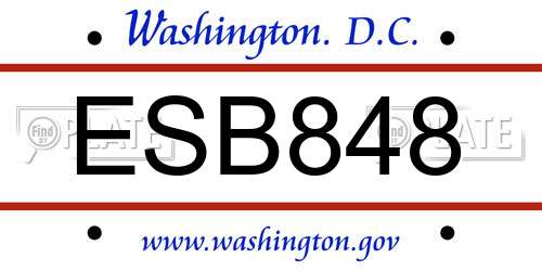ESB848 District Of Columbia License Plate