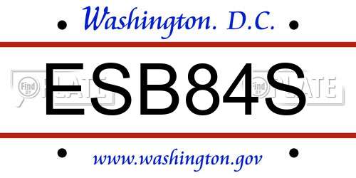 ESB84S District Of Columbia License Plate