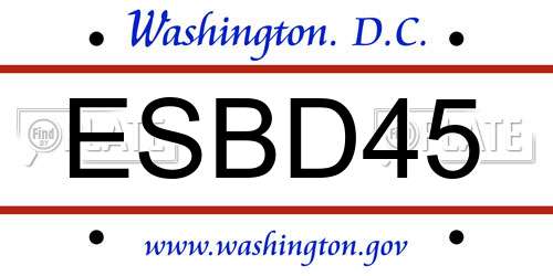 ESBD45 District Of Columbia License Plate