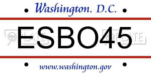 ESBO45 District Of Columbia License Plate