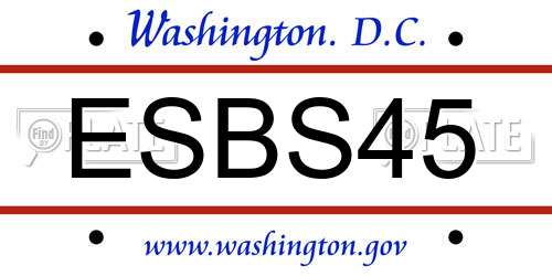 ESBS45 District Of Columbia License Plate