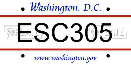 ESC305 District Of Columbia License Plate
