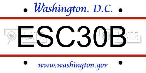 ESC30B District Of Columbia License Plate