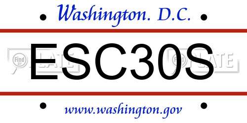 ESC30S District Of Columbia License Plate