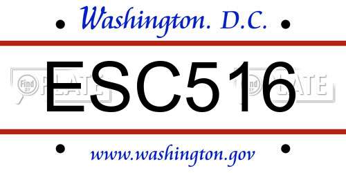 ESC516 District Of Columbia License Plate
