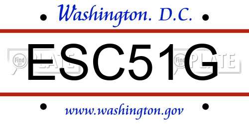 ESC51G District Of Columbia License Plate