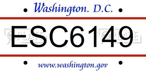 ESC6149 District Of Columbia License Plate