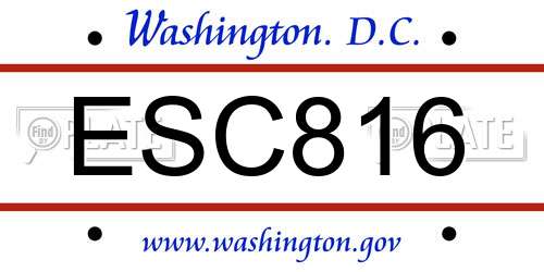 ESC816 District Of Columbia License Plate