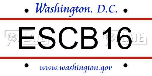 ESCB16 District Of Columbia License Plate