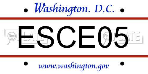 ESCE05 District Of Columbia License Plate