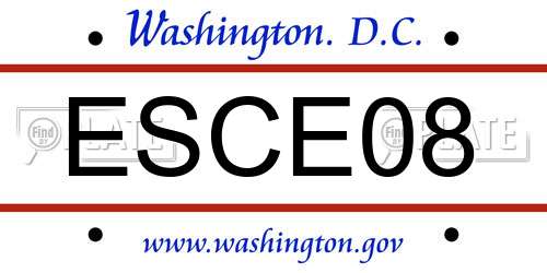 ESCE08 District Of Columbia License Plate