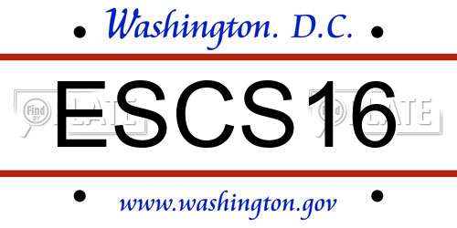 ESCS16 District Of Columbia License Plate