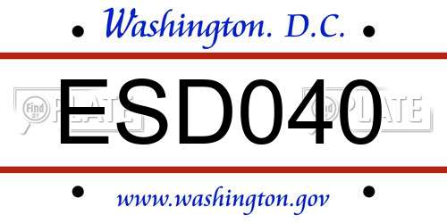 ESD040 District Of Columbia License Plate