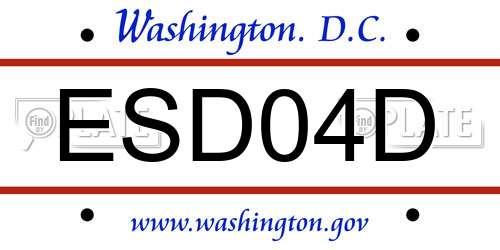 ESD04D District Of Columbia License Plate