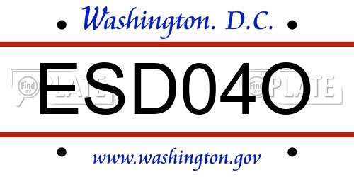 ESD04O District Of Columbia License Plate